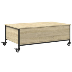 vidaXL Coffee Table with Wheels Sonoma Oak 91x55x34 cm Engineered Wood 2