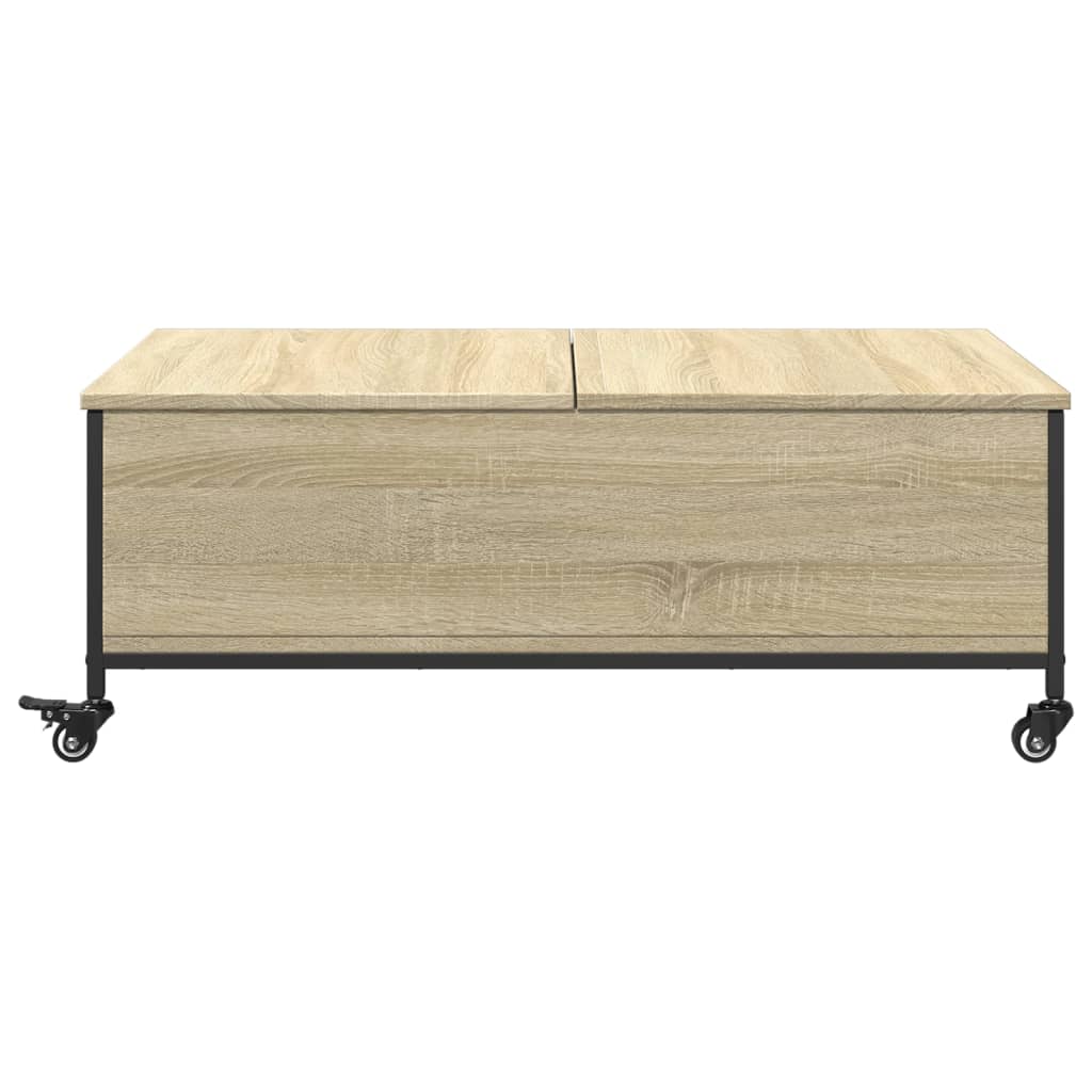 vidaXL Coffee Table with Wheels Sonoma Oak 91x55x34 cm Engineered Wood 6