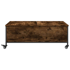 vidaXL Coffee Table with Wheels Smoked Oak 91x55x34 cm Engineered Wood 6
