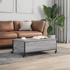 vidaXL Coffee Table with Wheels Grey Sonoma 91x55x34 cm Engineered Wood 3