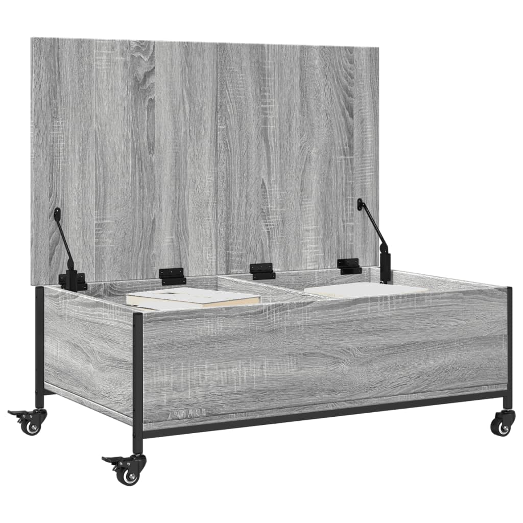 vidaXL Coffee Table with Wheels Grey Sonoma 91x55x34 cm Engineered Wood 5