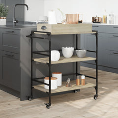 vidaXL Kitchen Trolley Sonoma Oak 81.5x41x92.5 cm Engineered Wood 3