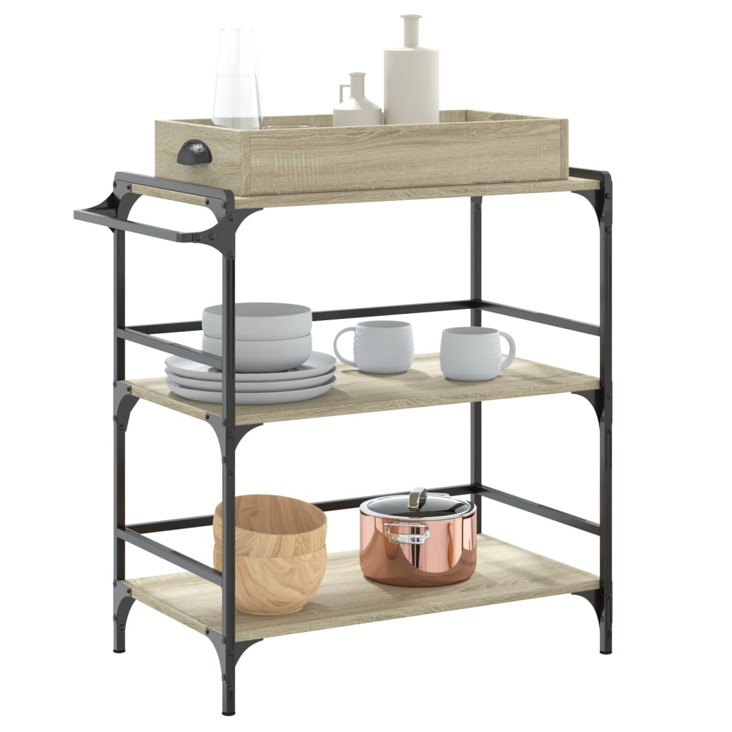 vidaXL Kitchen Trolley Sonoma Oak 81.5x41x92.5 cm Engineered Wood 5