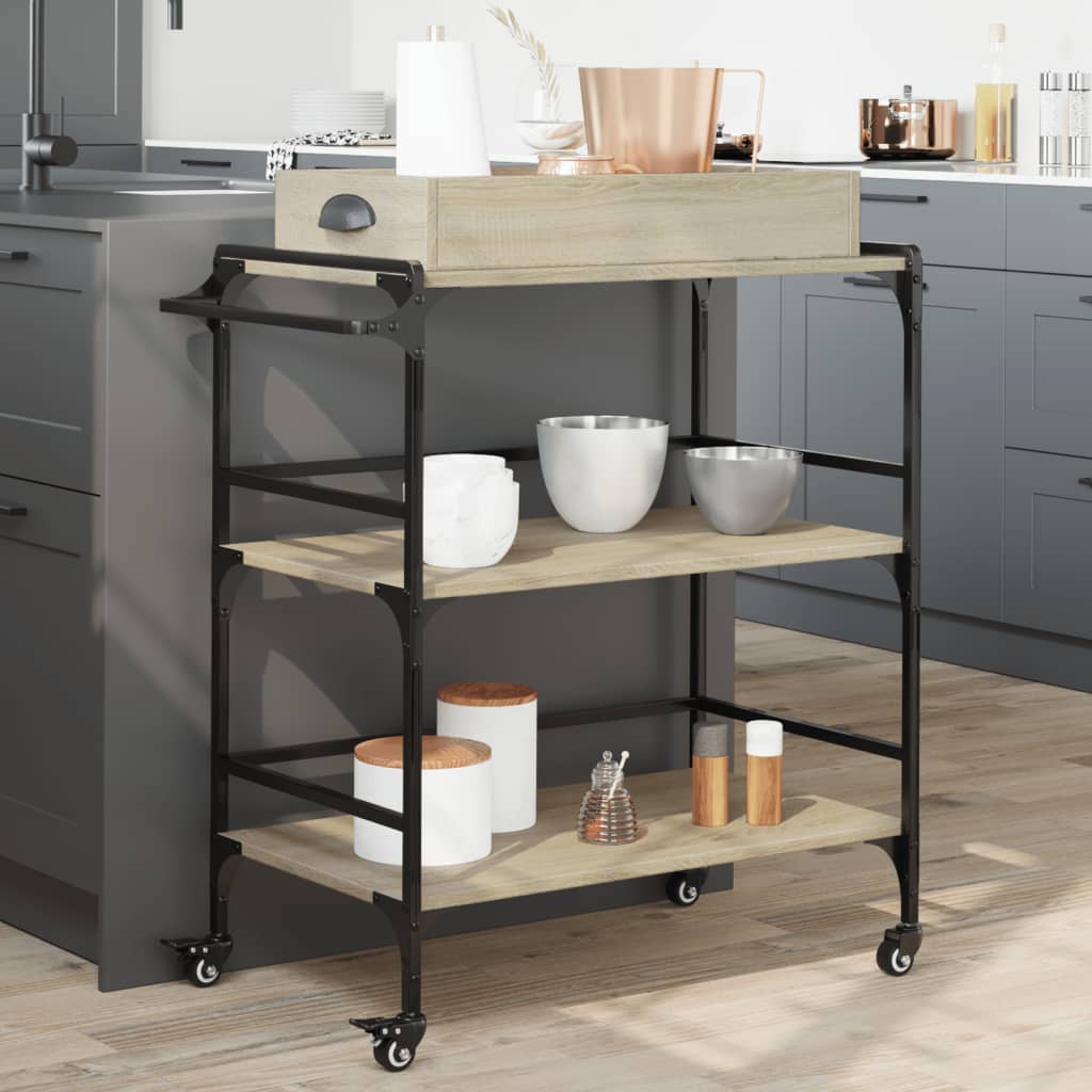 vidaXL Kitchen Trolley Sonoma Oak 81.5x41x92.5 cm Engineered Wood 1