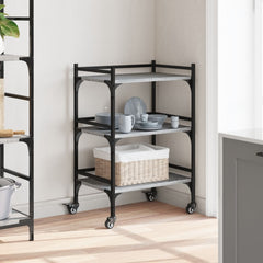 vidaXL Kitchen Trolley Grey Sonoma 50x35x75.5 cm Engineered Wood 4