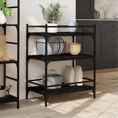 vidaXL Kitchen Trolley Black 65x40x86.5 cm Engineered Wood 4
