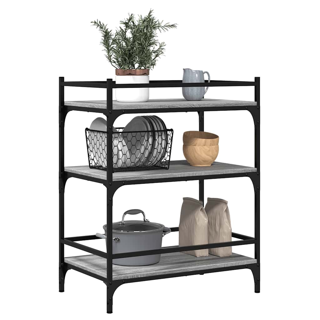 vidaXL Kitchen Trolley Grey Sonoma 65x40x86.5 cm Engineered Wood 5