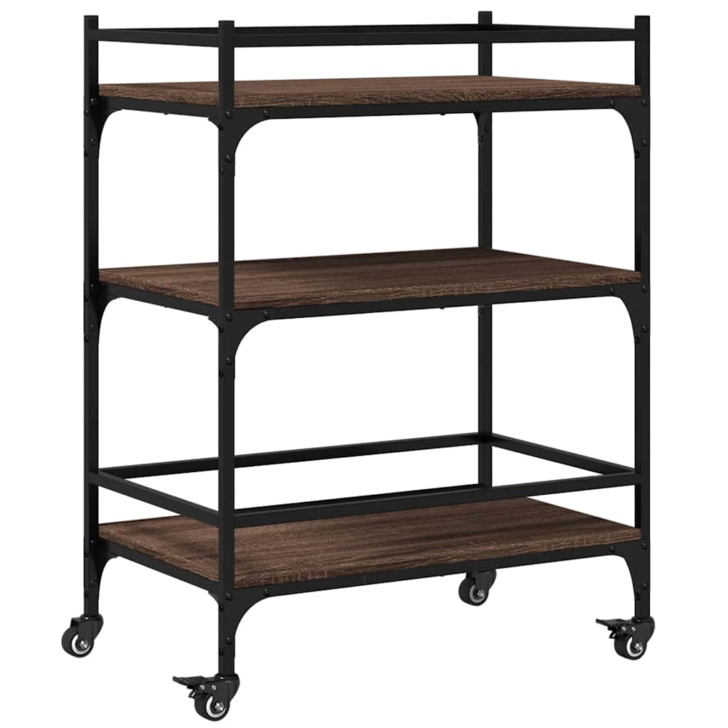 vidaXL Kitchen Trolley Brown Oak 65x40x86.5 cm Engineered Wood 2