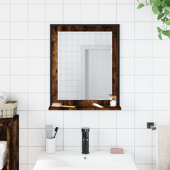 vidaXL Bathroom Mirror with Shelf Smoked Oak 50x12x60 cm Engineered Wood 3