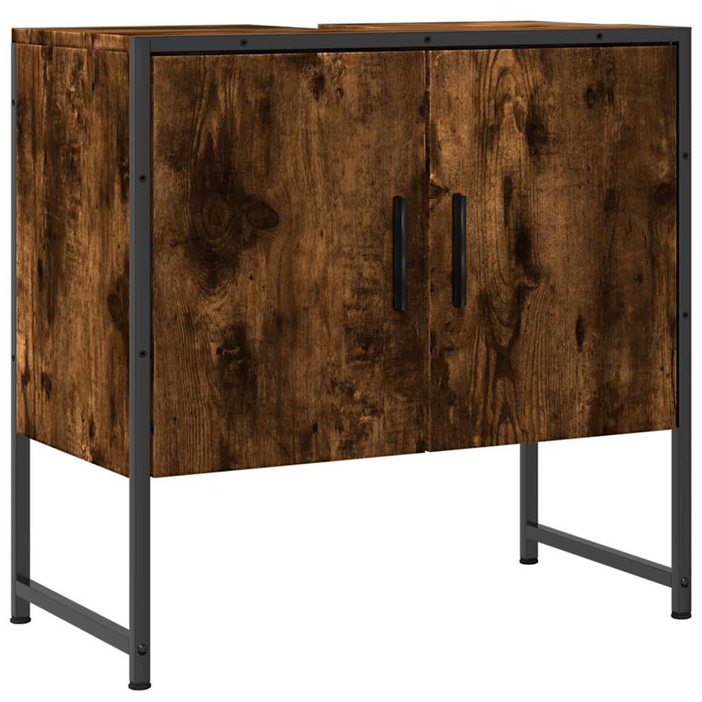 vidaXL Bathroom Sink Cabinet Smoked Oak 60x33x60 cm Engineered Wood 2