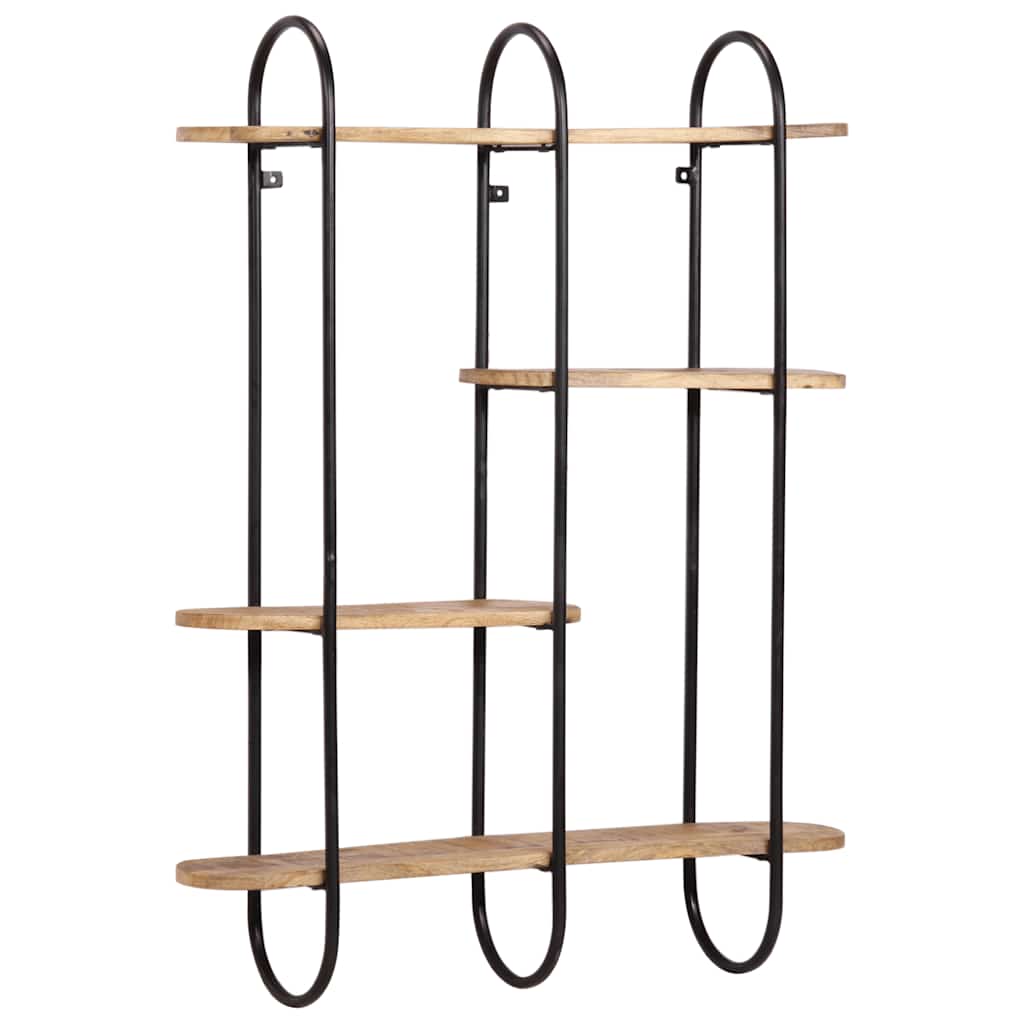 vidaXL Wall Shelf 90x20x116,5 cm Solid Rough Wood Mango 4