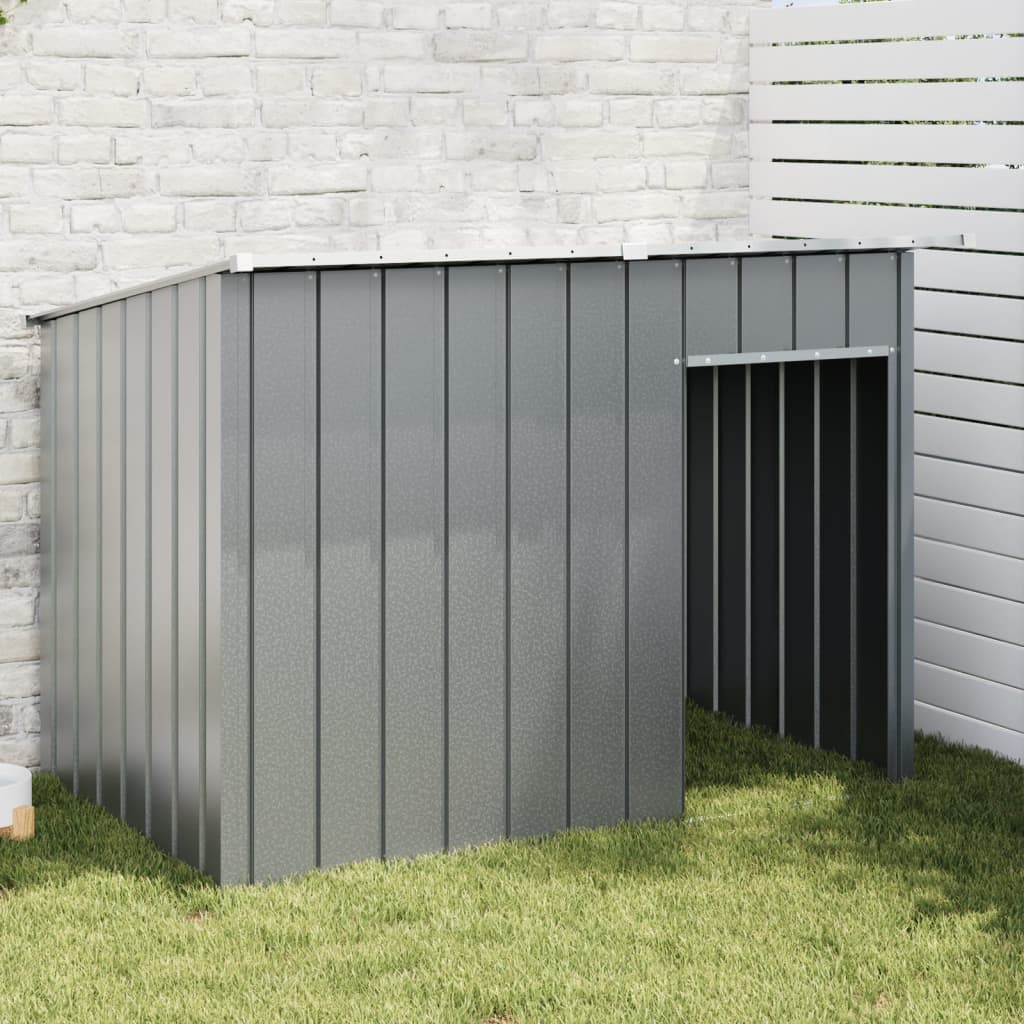 Dog House with Run Anthracite Galvanised Steel 91 cm