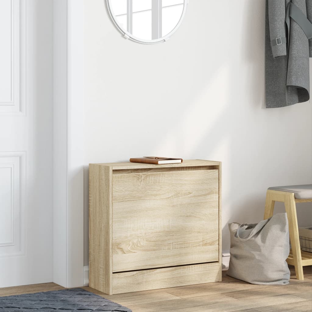 vidaXL Shoe Cabinet Sonoma Oak 60x21x57 cm Engineered Wood 3