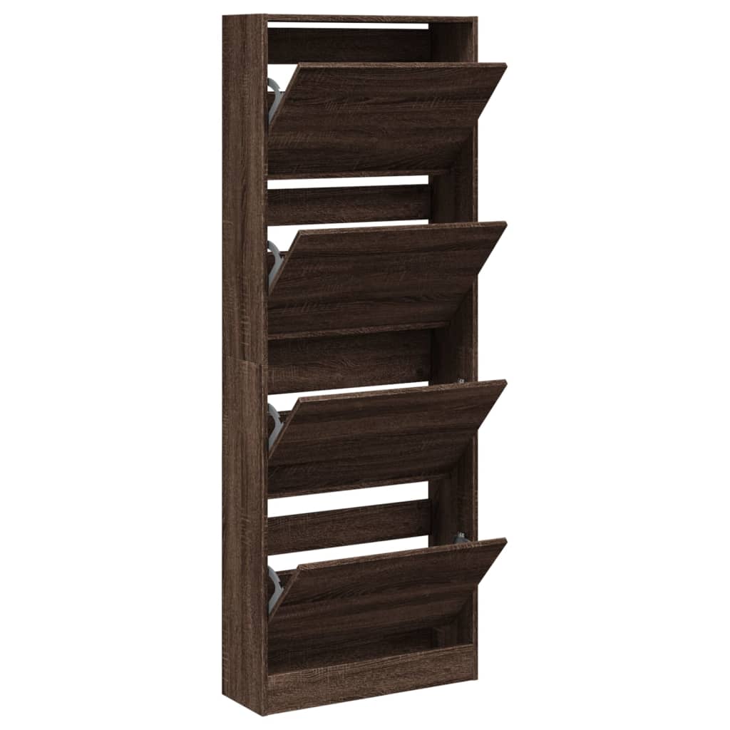 vidaXL Shoe Cabinet Brown Oak 60x21x163.5 cm Engineered Wood 2