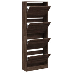 vidaXL Shoe Cabinet Brown Oak 60x21x163.5 cm Engineered Wood 2