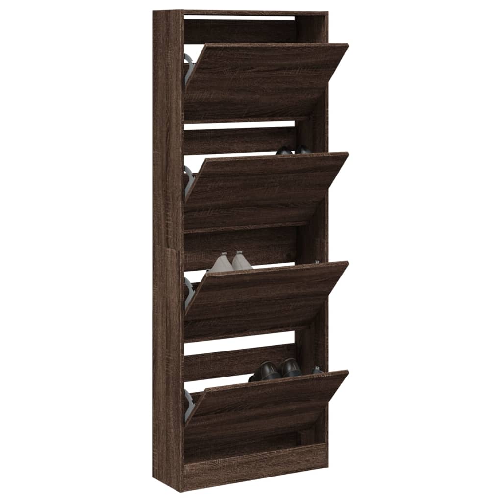 vidaXL Shoe Cabinet Brown Oak 60x21x163.5 cm Engineered Wood 1