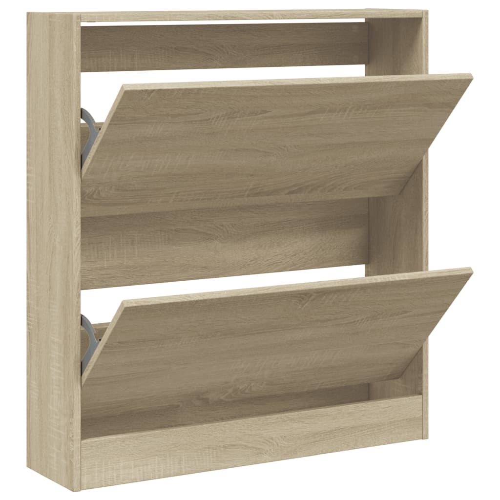 vidaXL Shoe Cabinet Sonoma Oak 80x21x87.5 cm Engineered Wood 2