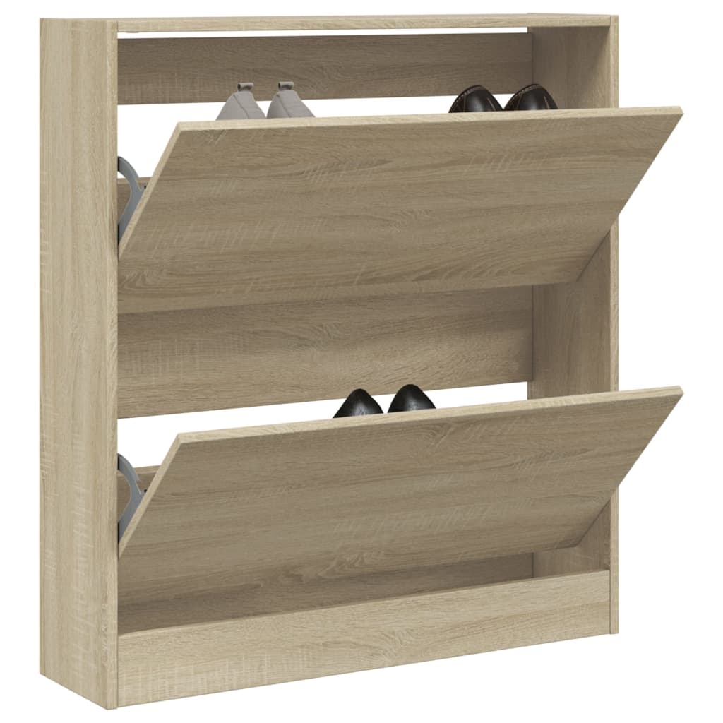 vidaXL Shoe Cabinet Sonoma Oak 80x21x87.5 cm Engineered Wood 1