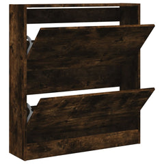 vidaXL Shoe Cabinet Smoked Oak 80x21x87.5 cm Engineered Wood 2