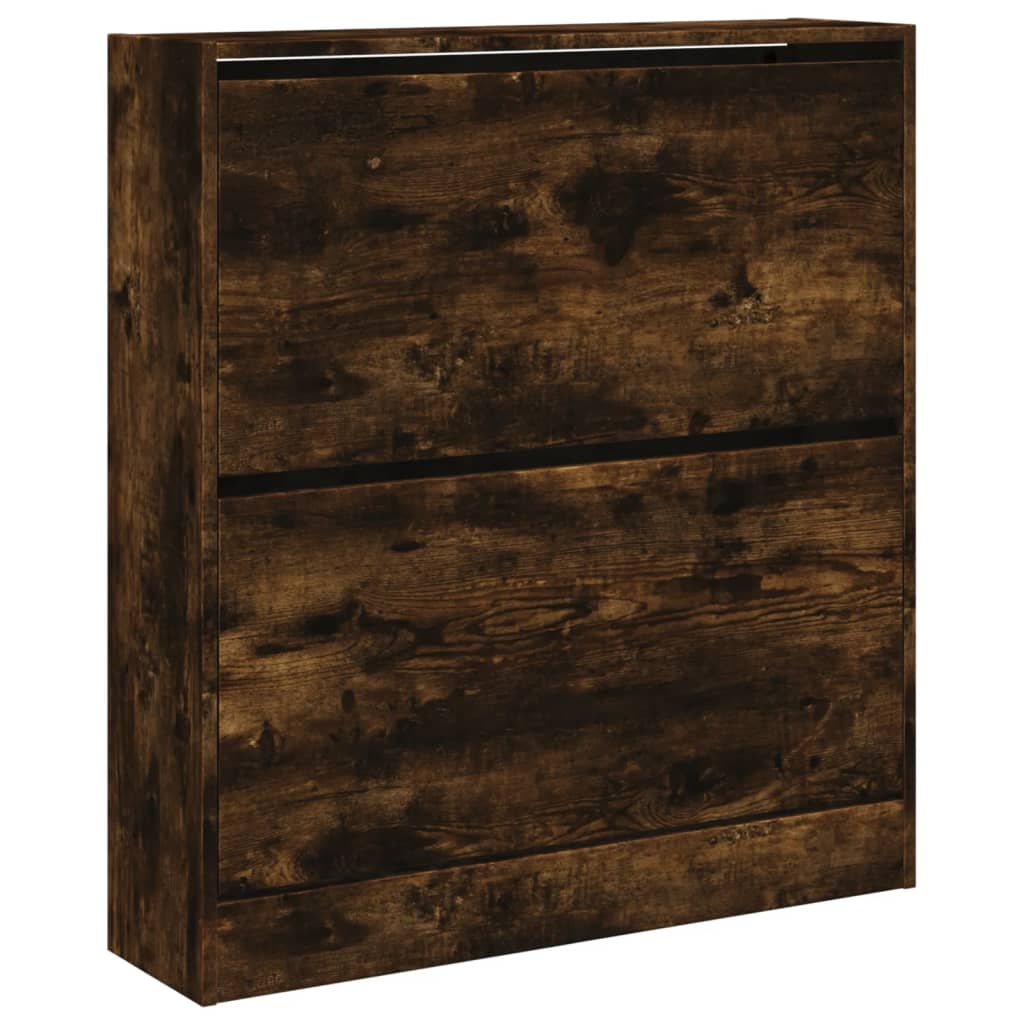 vidaXL Shoe Cabinet Smoked Oak 80x21x87.5 cm Engineered Wood 4
