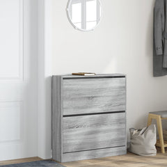 vidaXL Shoe Cabinet Grey Sonoma 80x21x87.5 cm Engineered Wood 3