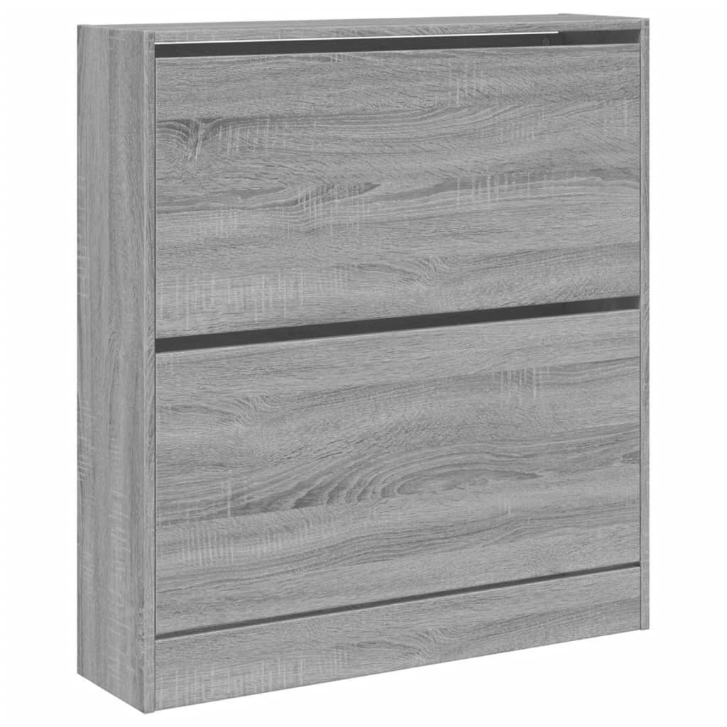 vidaXL Shoe Cabinet Grey Sonoma 80x21x87.5 cm Engineered Wood 4