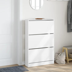 vidaXL Shoe Cabinet White 80x21x125.5 cm Engineered Wood 3