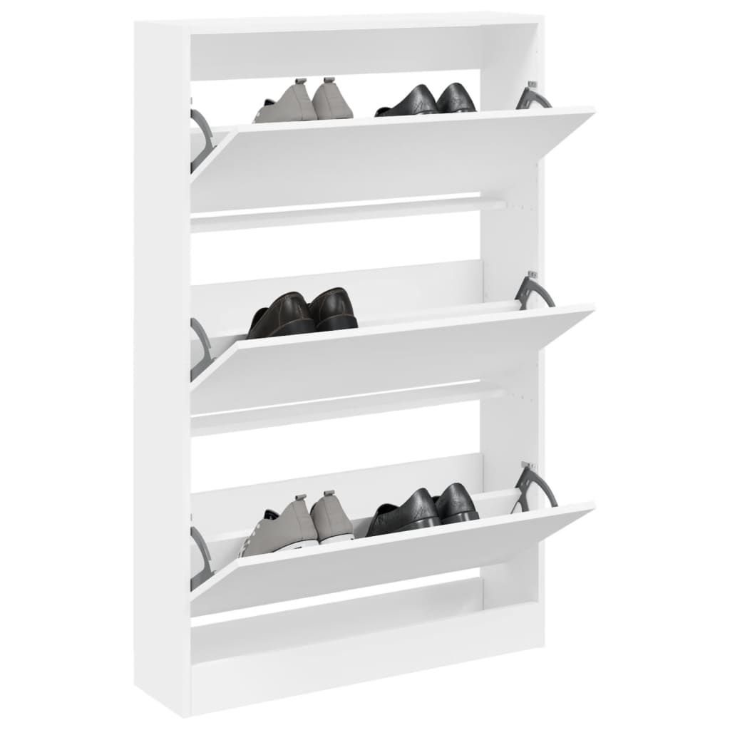 vidaXL Shoe Cabinet White 80x21x125.5 cm Engineered Wood 1