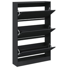 vidaXL Shoe Cabinet Black 80x21x125.5 cm Engineered Wood 2