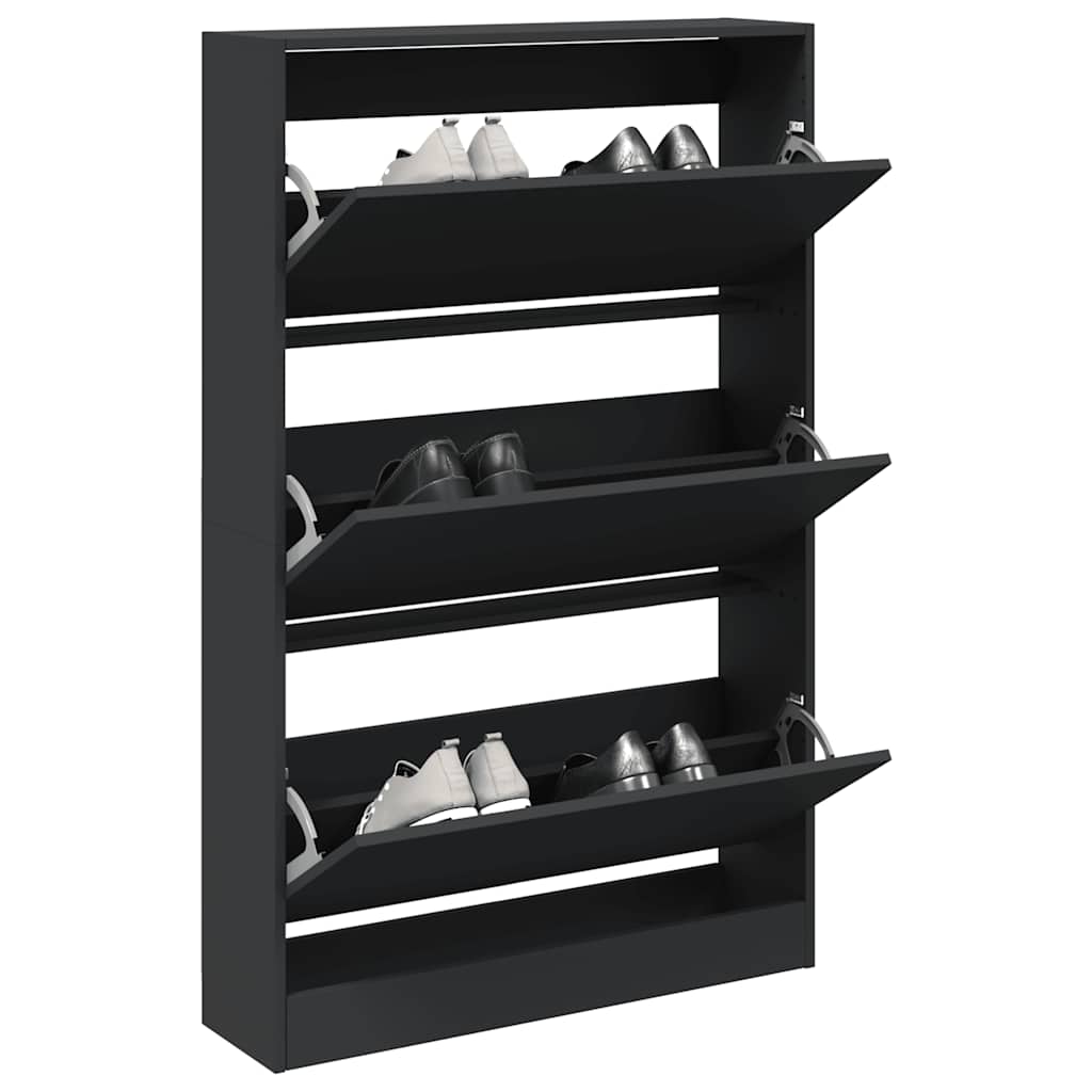 vidaXL Shoe Cabinet Black 80x21x125.5 cm Engineered Wood 1