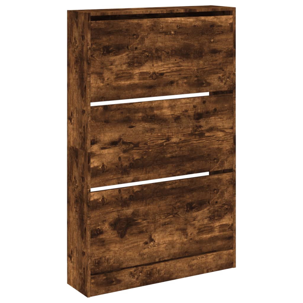 vidaXL Shoe Cabinet Smoked Oak 80x21x125.5 cm Engineered Wood 4