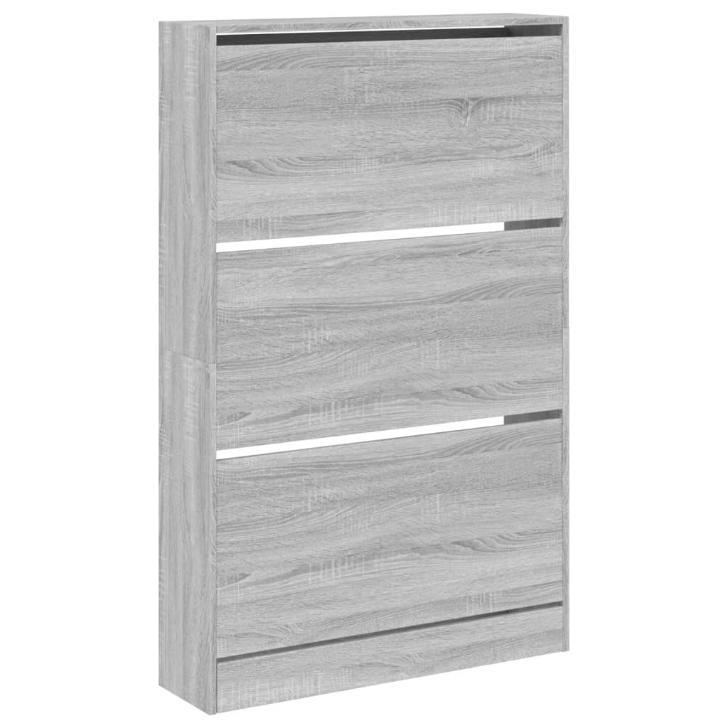 vidaXL Shoe Cabinet Grey Sonoma 80x21x125.5 cm Engineered Wood 4