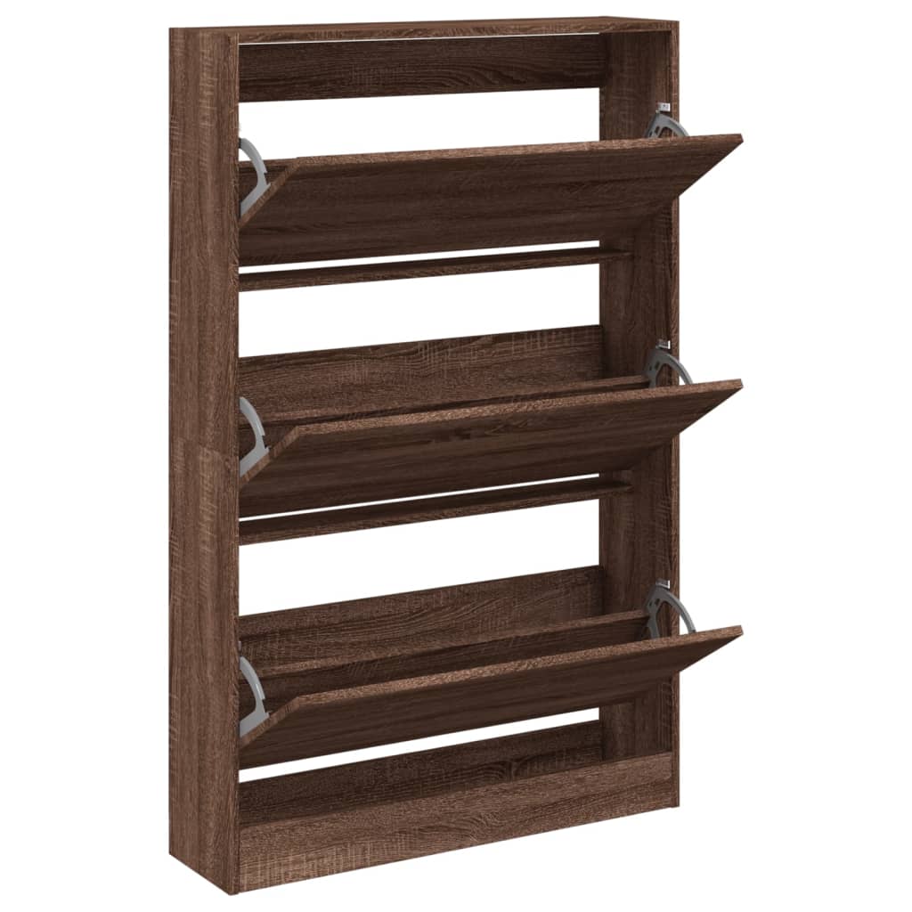 vidaXL Shoe Cabinet Brown Oak 80x21x125.5 cm Engineered Wood 2