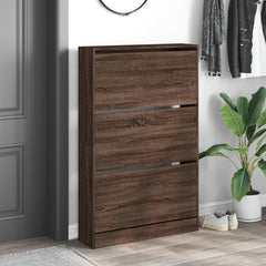 vidaXL Shoe Cabinet Brown Oak 80x21x125.5 cm Engineered Wood 3