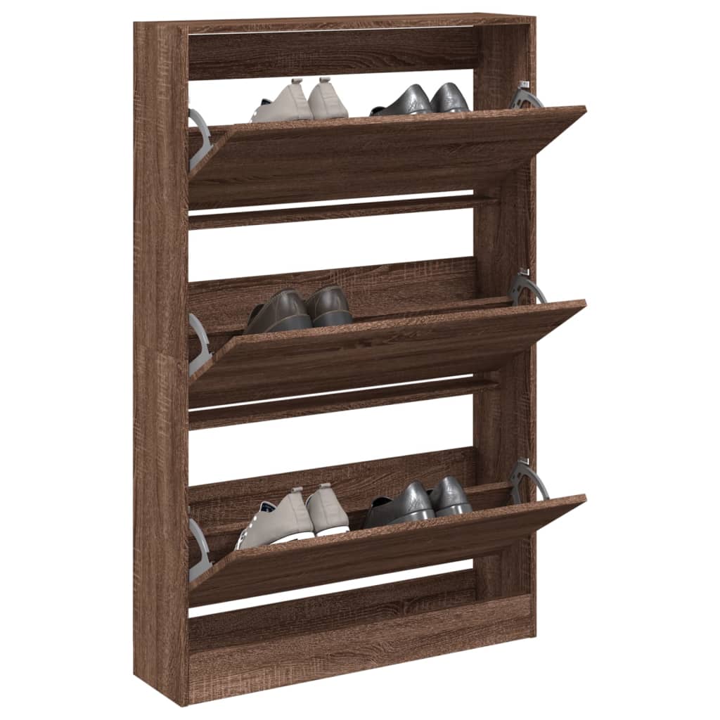 vidaXL Shoe Cabinet Brown Oak 80x21x125.5 cm Engineered Wood 1