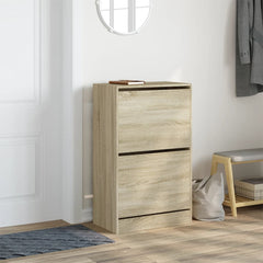 vidaXL Shoe Cabinet Sonoma Oak 60x34x96.5 cm Engineered Wood 3
