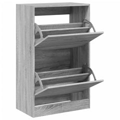 vidaXL Shoe Cabinet Grey Sonoma 60x34x96.5 cm Engineered Wood 2
