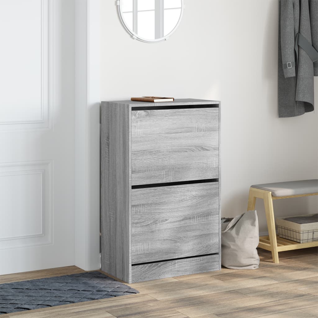 vidaXL Shoe Cabinet Grey Sonoma 60x34x96.5 cm Engineered Wood 3