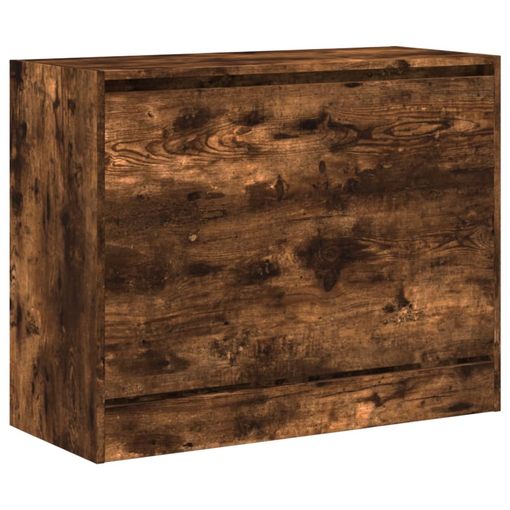 vidaXL Shoe Cabinet Smoked Oak 80x34x63 cm Engineered Wood 4