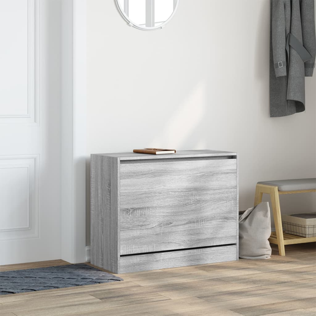 vidaXL Shoe Cabinet Grey Sonoma 80x34x63 cm Engineered Wood 3