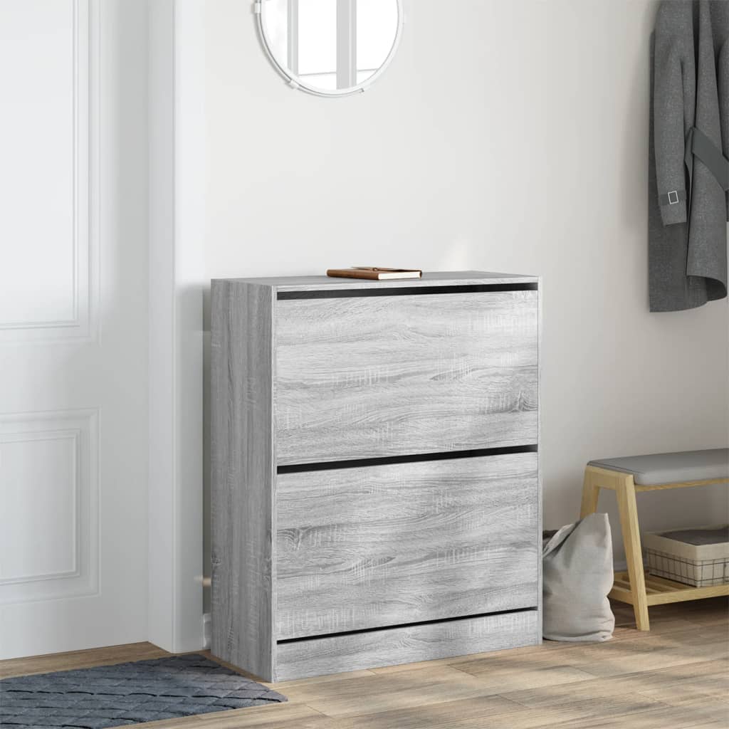 vidaXL Shoe Cabinet Grey Sonoma 80x34x96.5 cm Engineered Wood 3