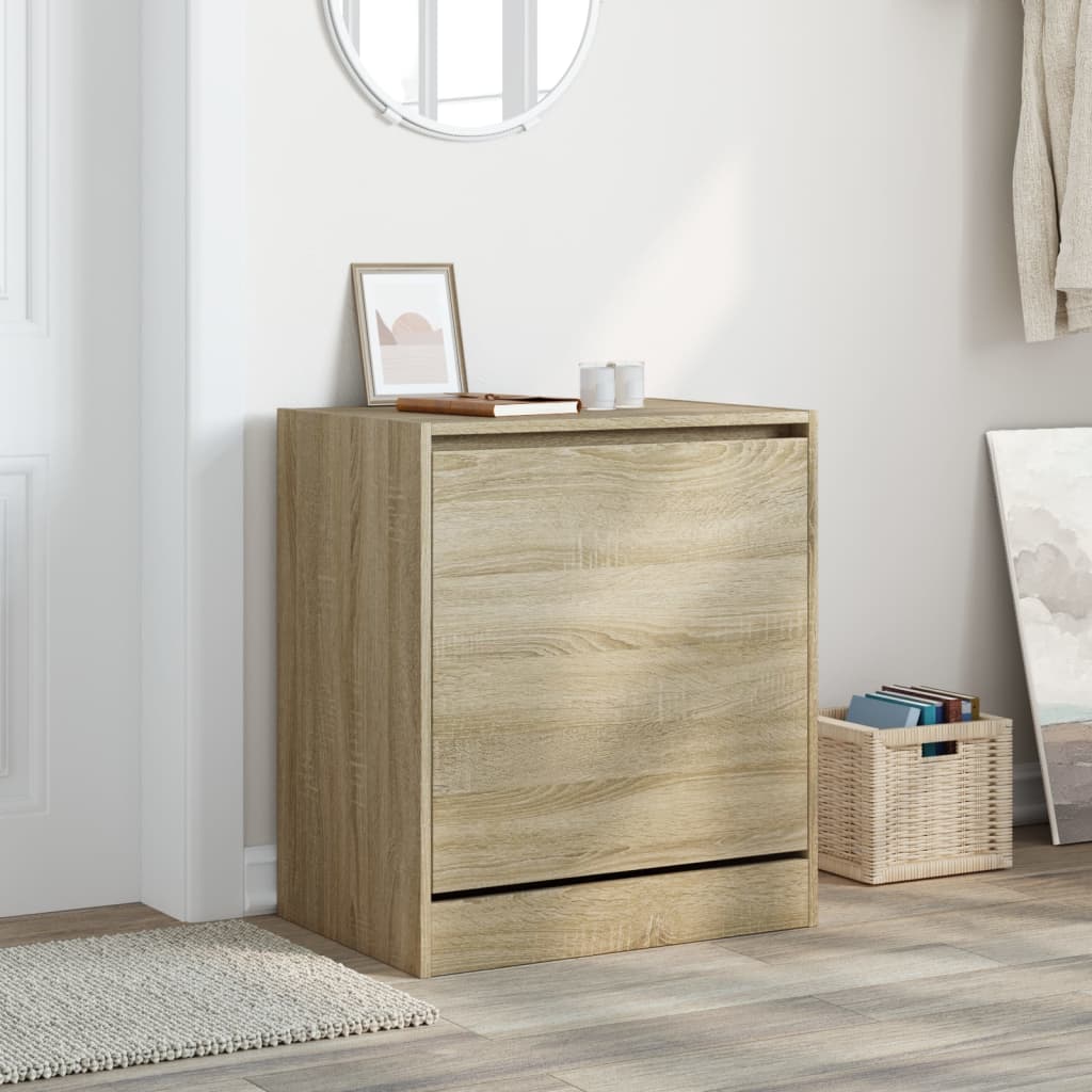 vidaXL Shoe Cabinet Sonoma Oak 60x42x69 cm Engineered Wood 3