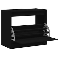 vidaXL Shoe Cabinet Black 80x42x69 cm Engineered Wood 2
