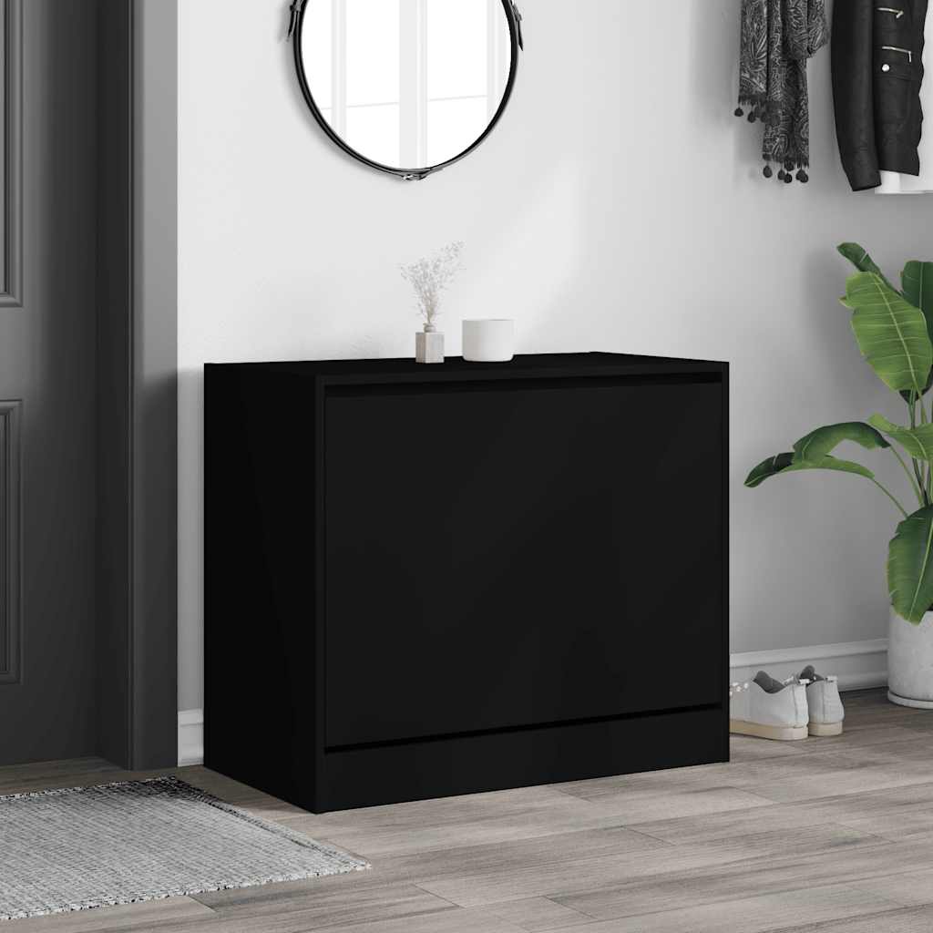 vidaXL Shoe Cabinet Black 80x42x69 cm Engineered Wood 3