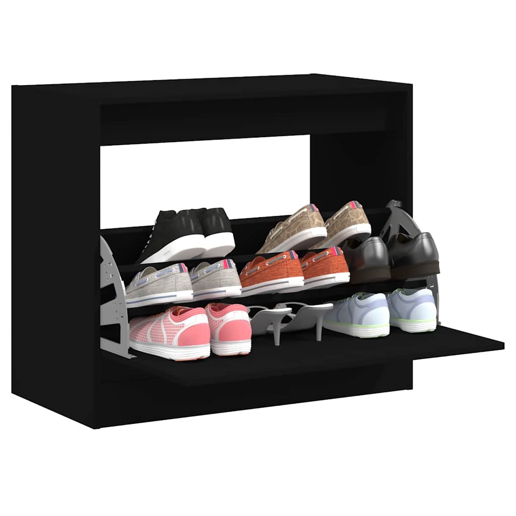 vidaXL Shoe Cabinet Black 80x42x69 cm Engineered Wood 1