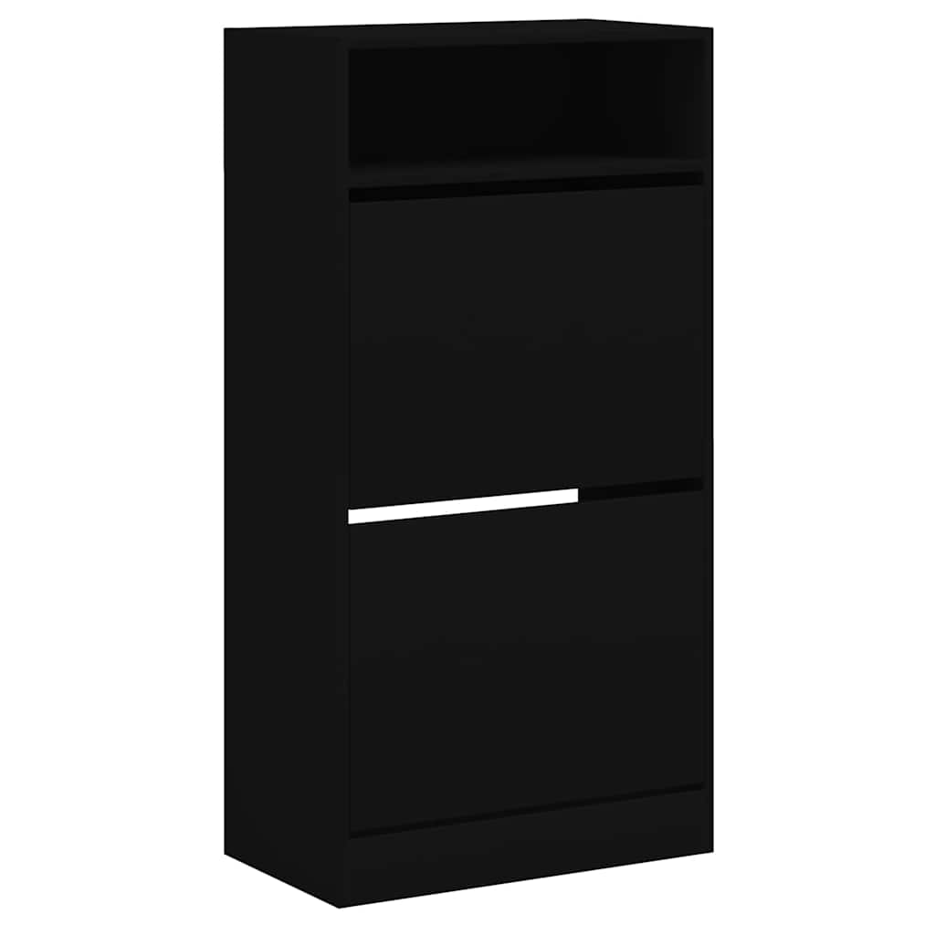 vidaXL Shoe Cabinet Black 60x34x116 cm Engineered Wood 4