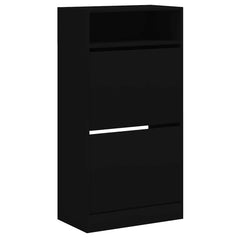 vidaXL Shoe Cabinet Black 60x34x116 cm Engineered Wood 4