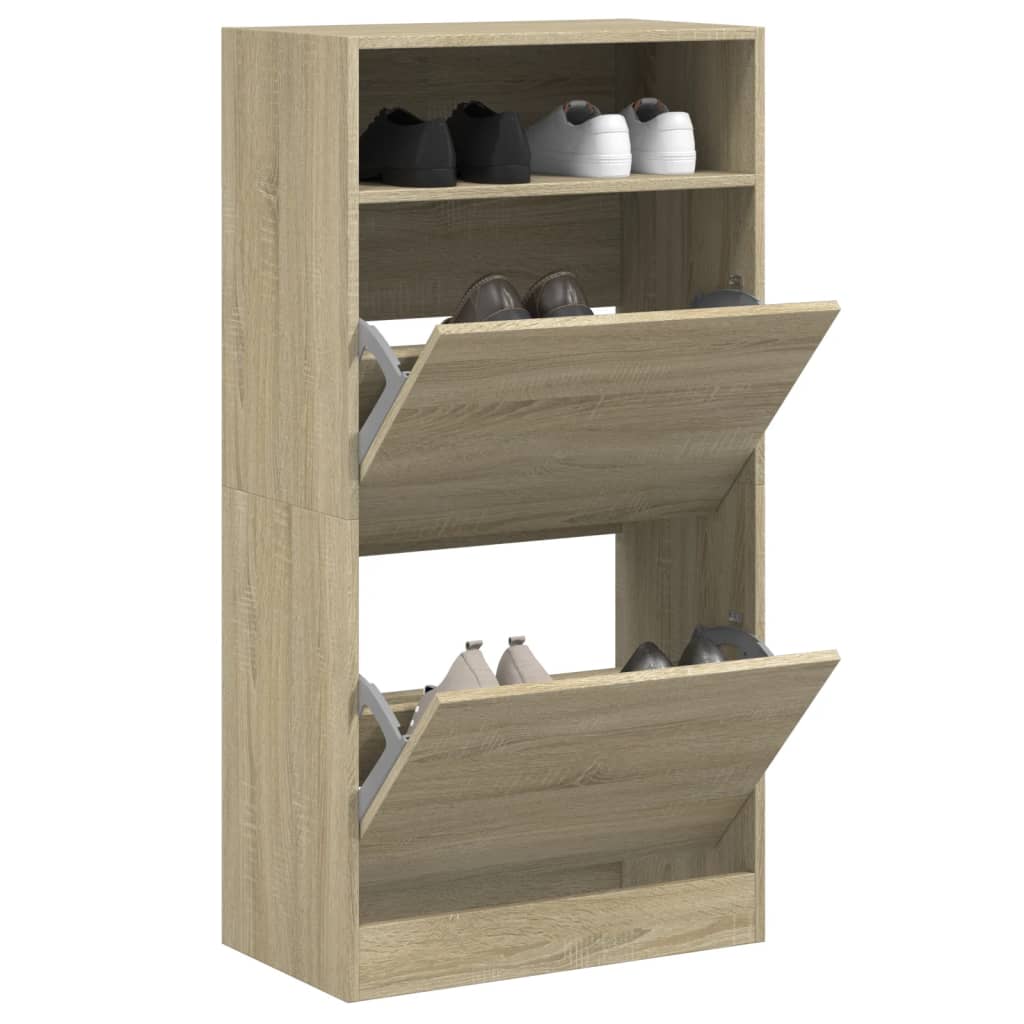 vidaXL Shoe Cabinet Sonoma Oak 60x34x116 cm Engineered Wood 1