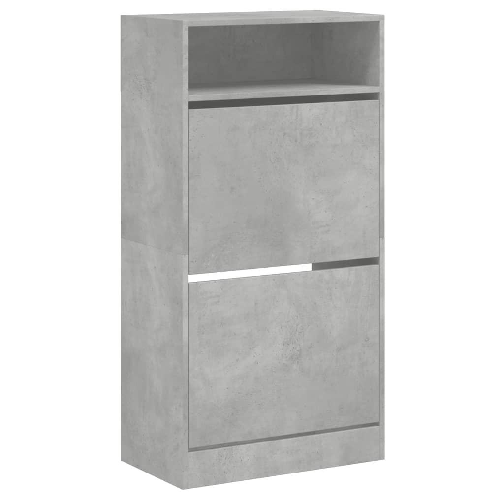 vidaXL Shoe Cabinet Concrete Grey 60x34x116 cm Engineered Wood 4