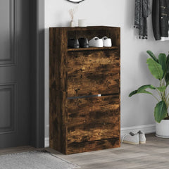 vidaXL Shoe Cabinet Smoked Oak 60x34x116 Engineered Wood 3
